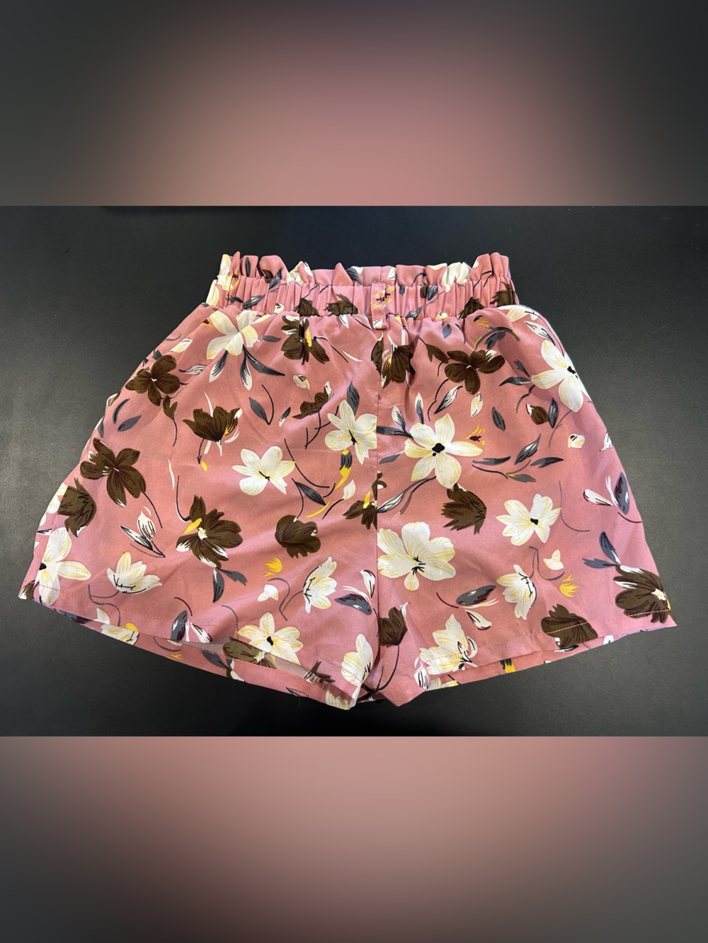 SHEIN Rose Pink Floral Elastic Waist Shorts